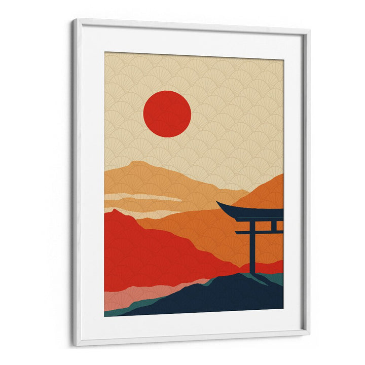 Sunset Delight Landscape Art Artwork in White Frame With Mount