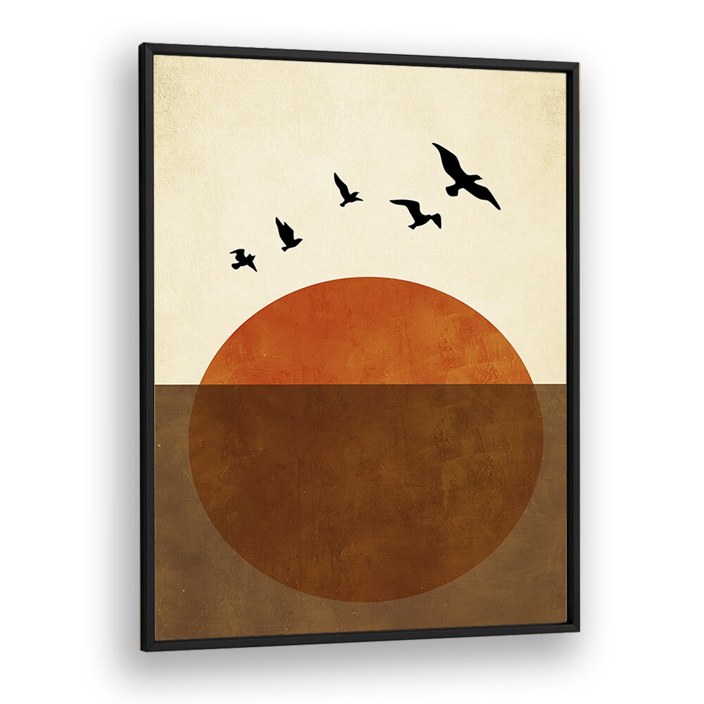 Sunset Dreams Landscape Art Artwork in Black Plain Frame