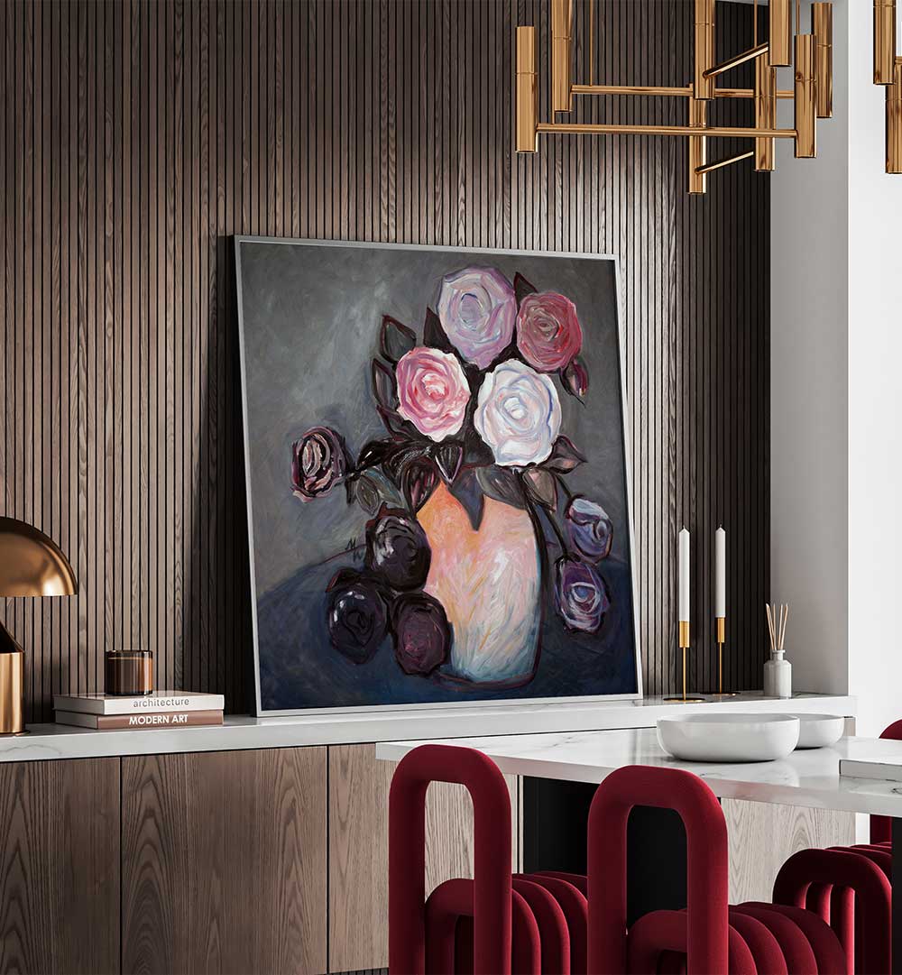 SUNSET LOVE , FLORAL FLOWER PAINTINGS