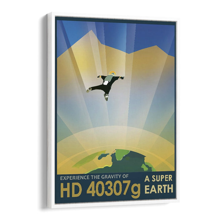 Super Earth Astronaut & Nasa Paintings, Space Art Prints Artwork in White Floater Frame
