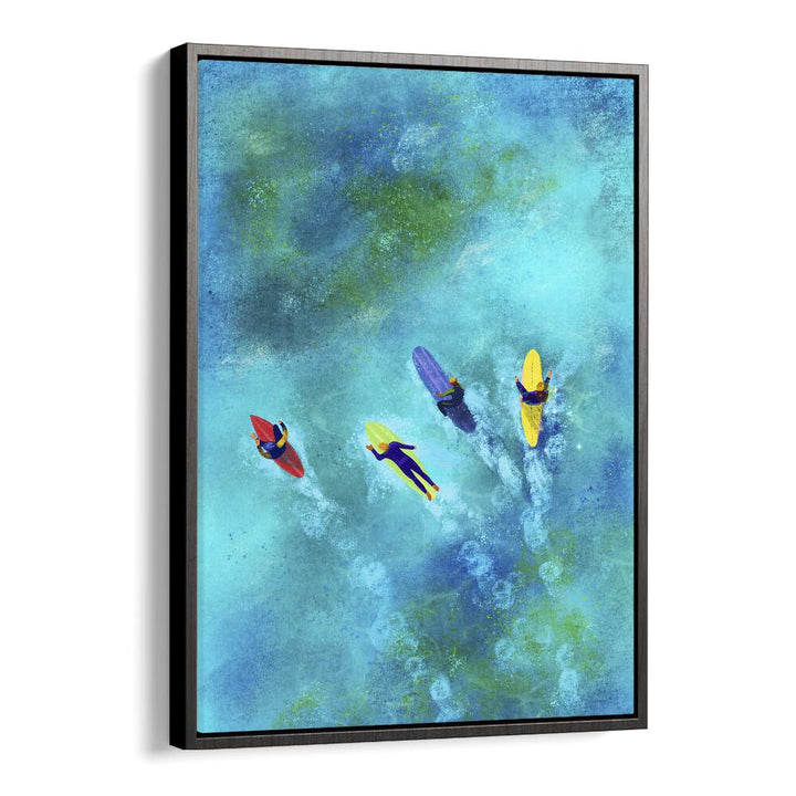 Surfer dudes Sports Art Artwork in Black Floater Frame