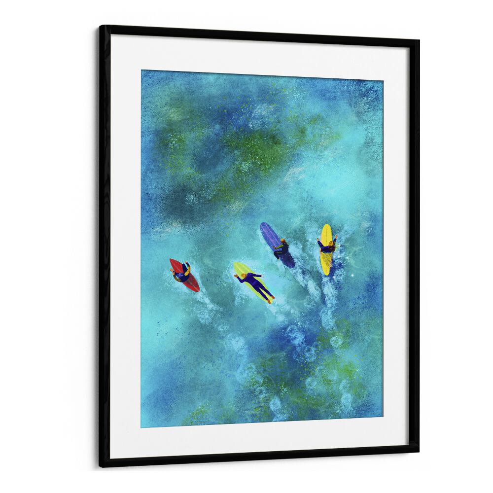 Surfer dudes Sports Art Artwork in Black Frame With Mount