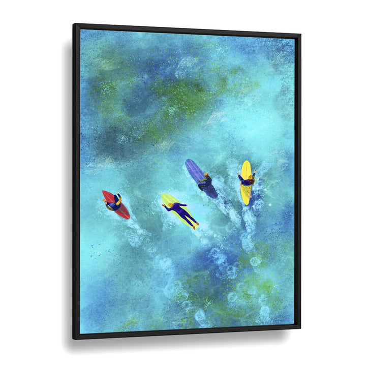 Surfer dudes Sports Art Artwork in Black Plain Frame