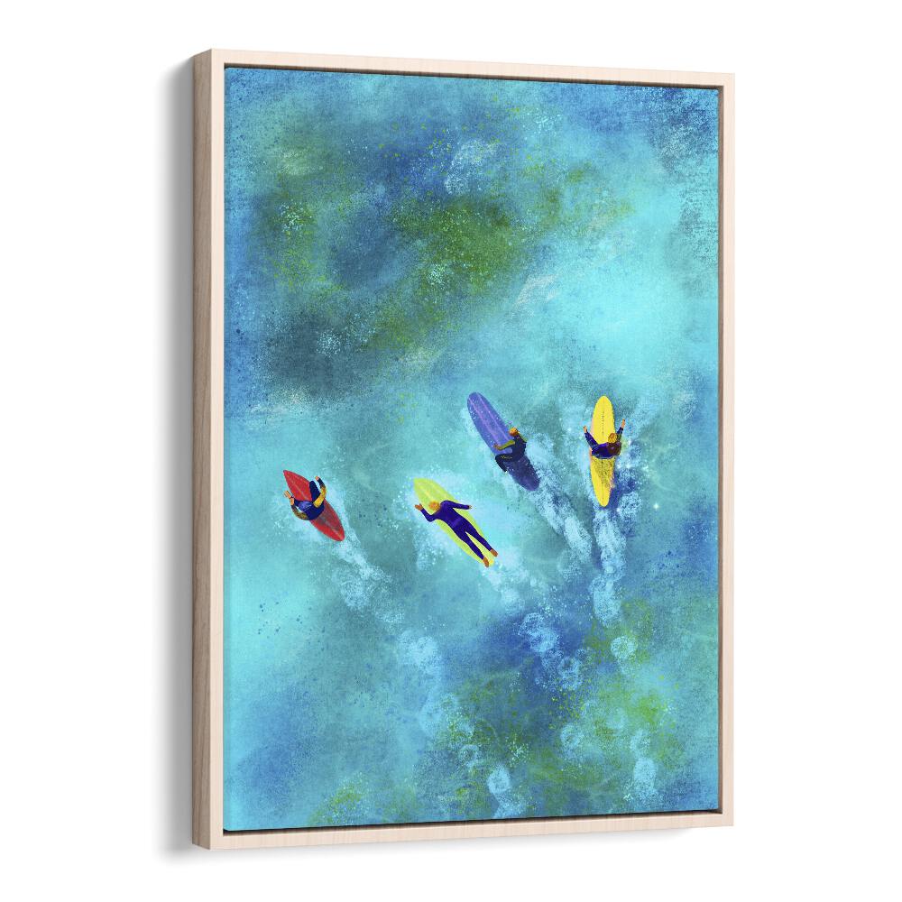 Surfer dudes Sports Art Artwork in Oak Wood Floater Frame