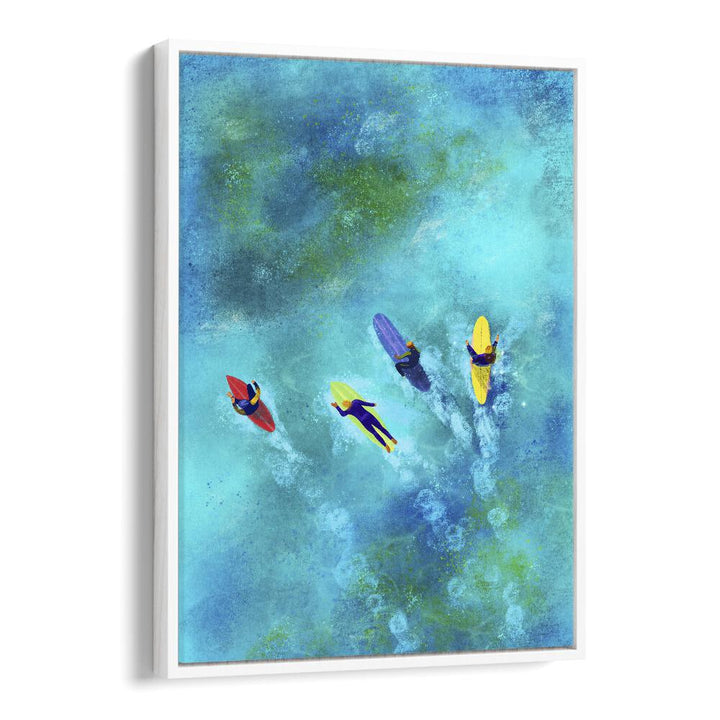 Surfer dudes Sports Art Artwork in White Floater Frame