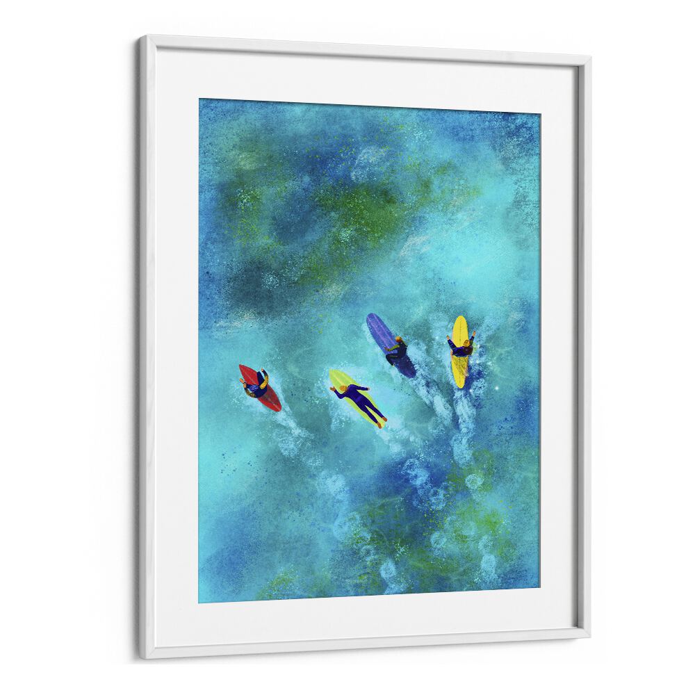 Surfer dudes Sports Art Artwork in White Frame With Mount