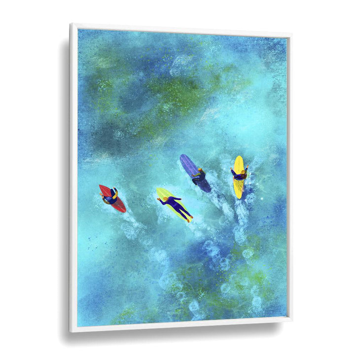 Surfer dudes Sports Art Artwork in White Plain Frame