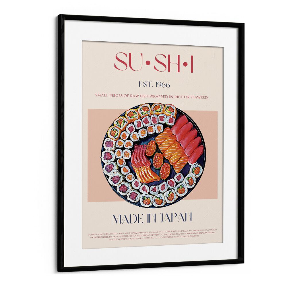 Sushi Bar & Cafe Artwork in Black Frame With Mount