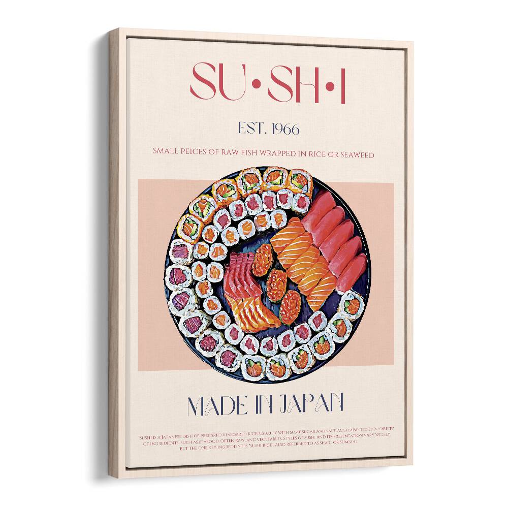 Sushi Bar & Cafe Artwork in Oak Wood Floater Frame