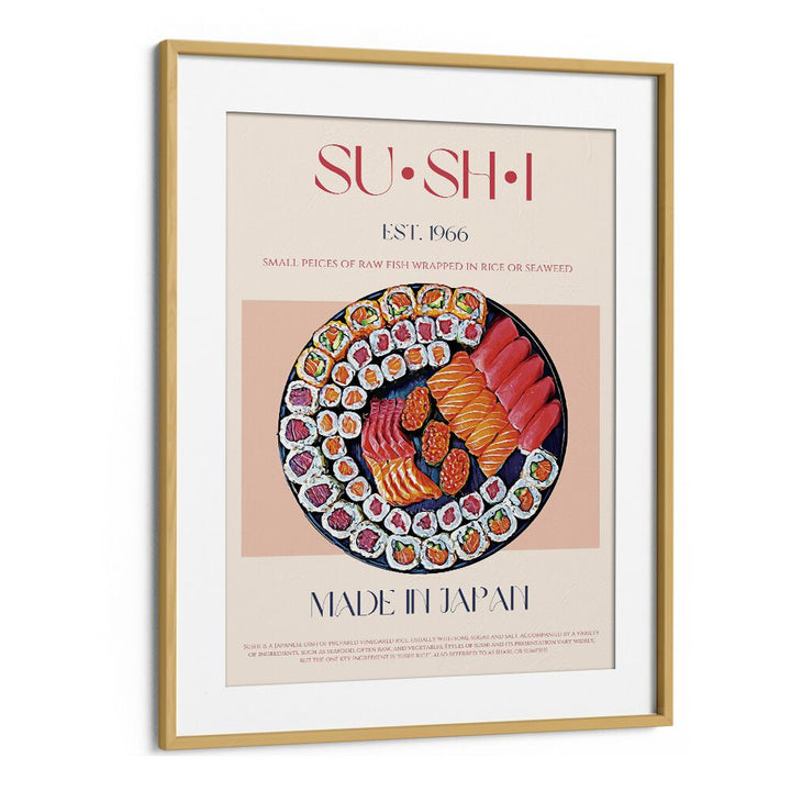 Sushi Bar & Cafe Artwork in Oak Wood Frame With Mount