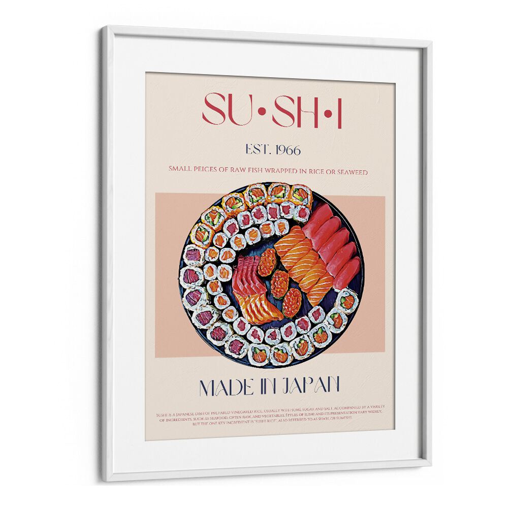 Sushi Bar & Cafe Artwork in White Frame With Mount