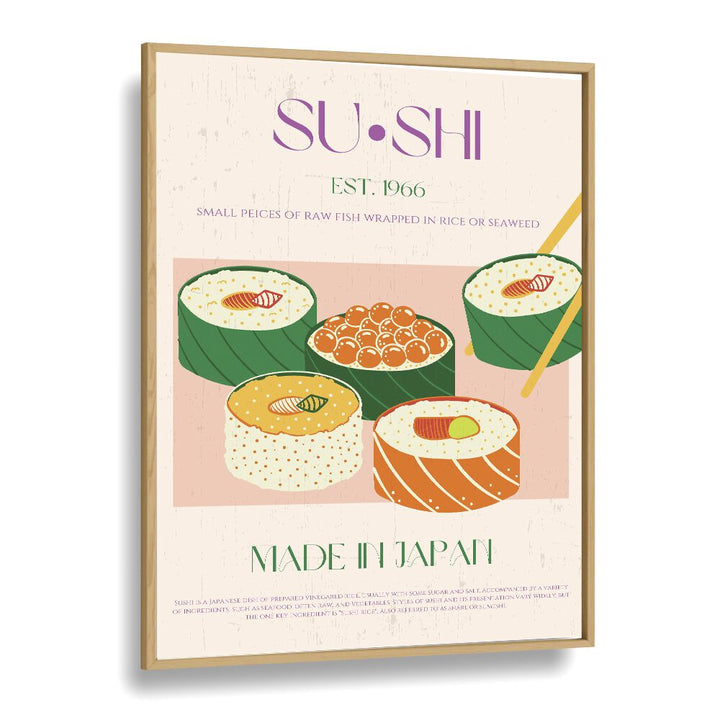 Sushi I Bar & Cafe Artwork in Oak Wood Plain Frame