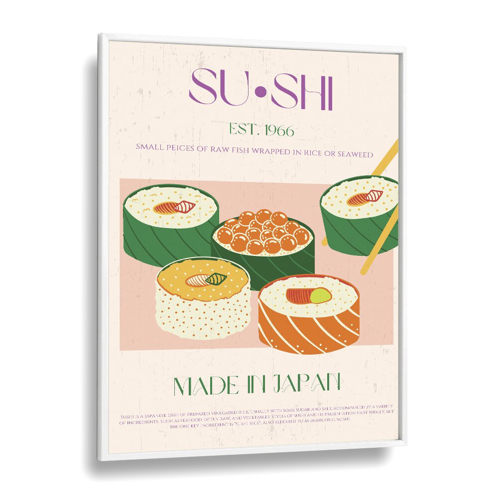 Sushi I Bar & Cafe Artwork in White Plain Frame