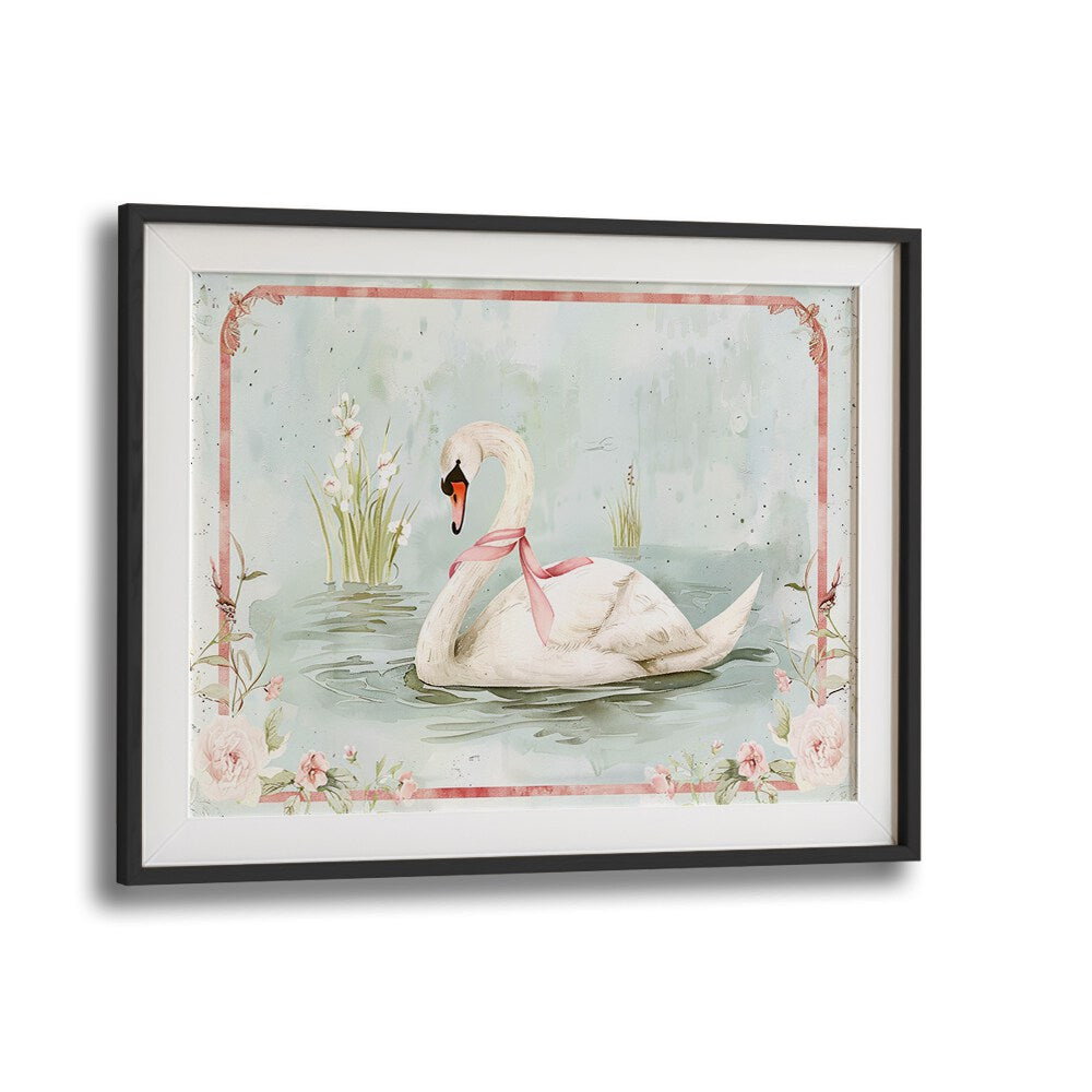 Swan Lake II Kids Art Artwork in Black Frame With Mount
