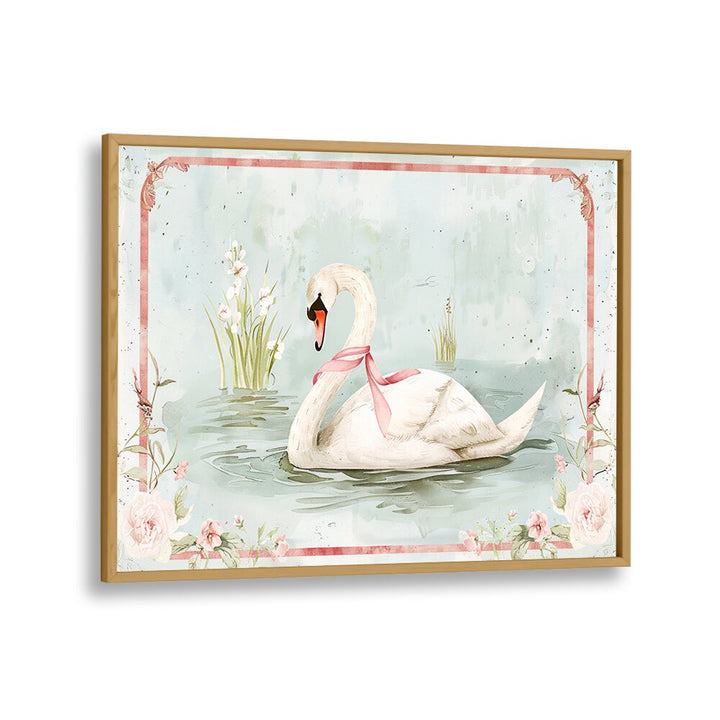 Swan Lake II Kids Art Artwork in Oak Wood Plain Frame
