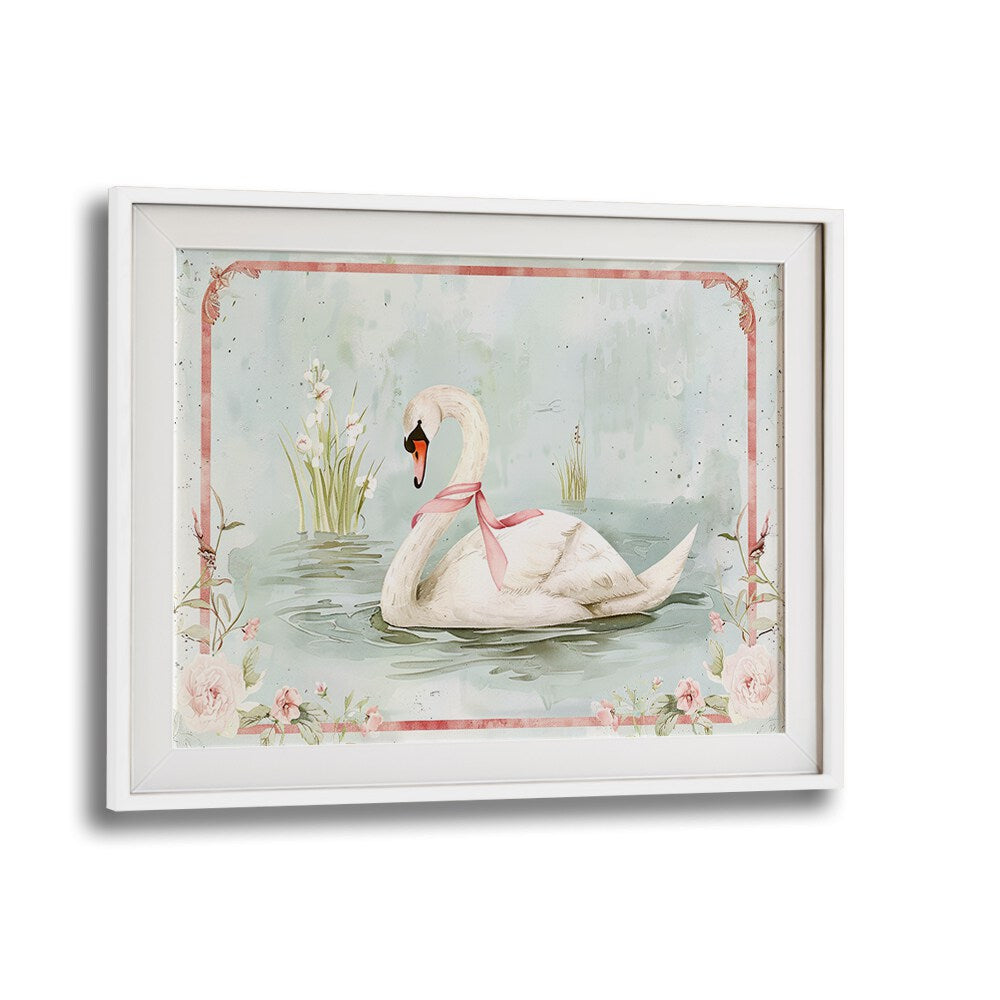 Swan Lake II Kids Art Artwork in White Frame With Mount