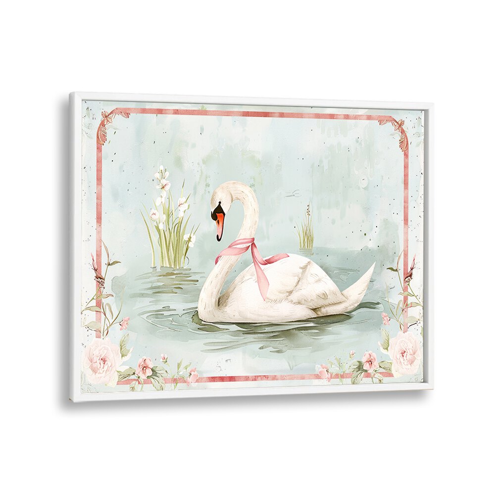 Swan Lake II Kids art Artwork in White Plain Frame White
