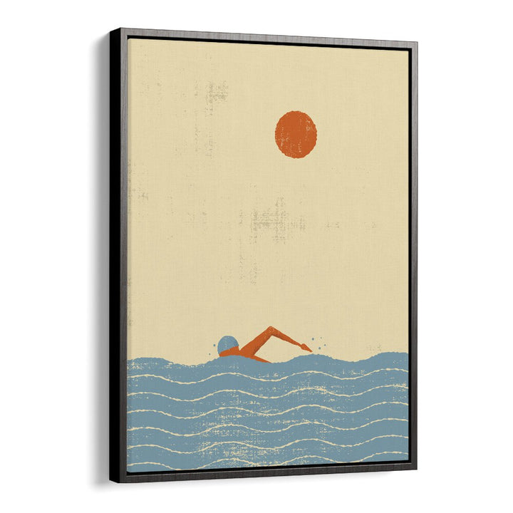 Swimmer Sports Art Artwork in Black Floater Frame