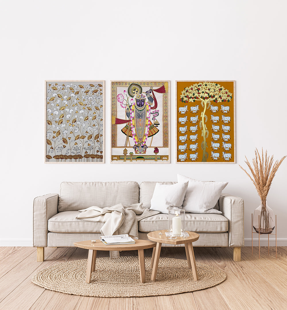 SACRED HARMONY , SET OF 3 PAINTINGS