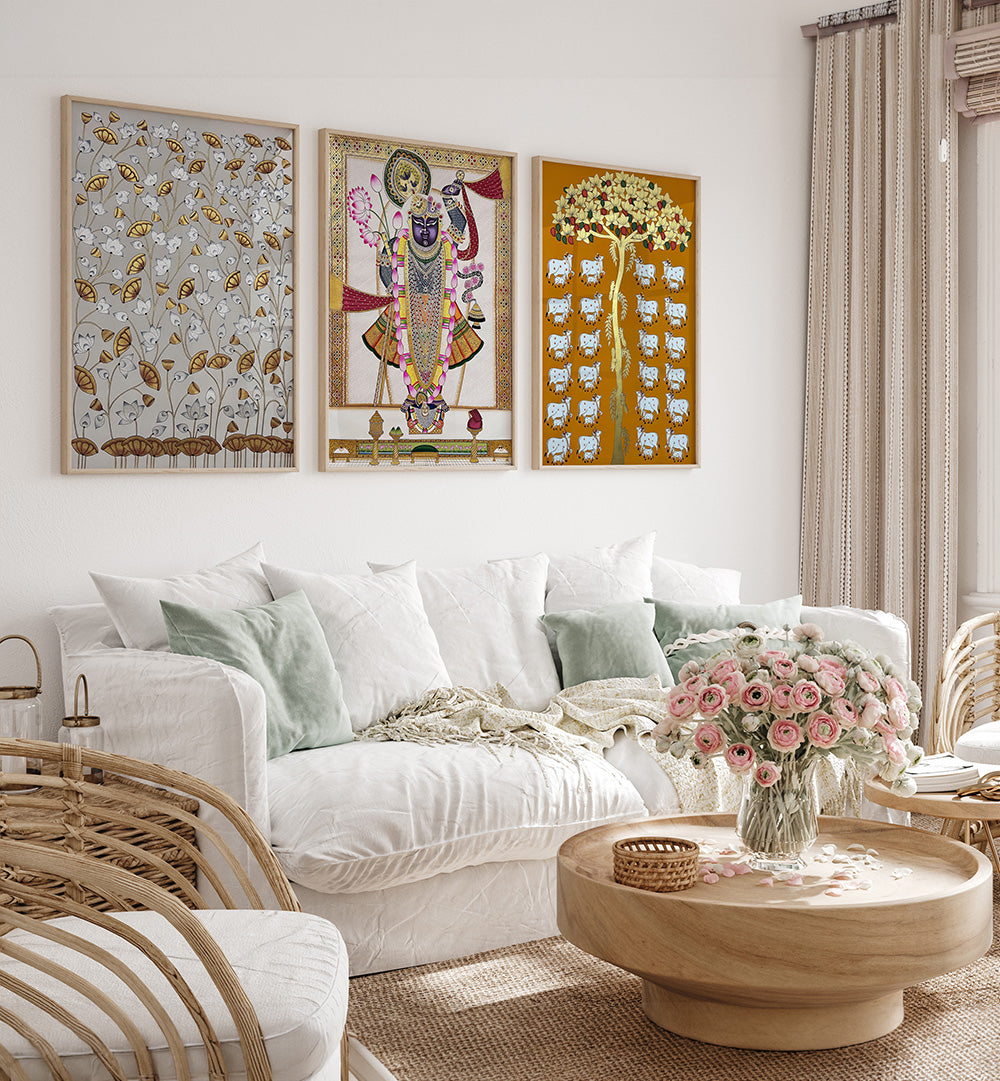 SACRED HARMONY , SET OF 3 PAINTINGS