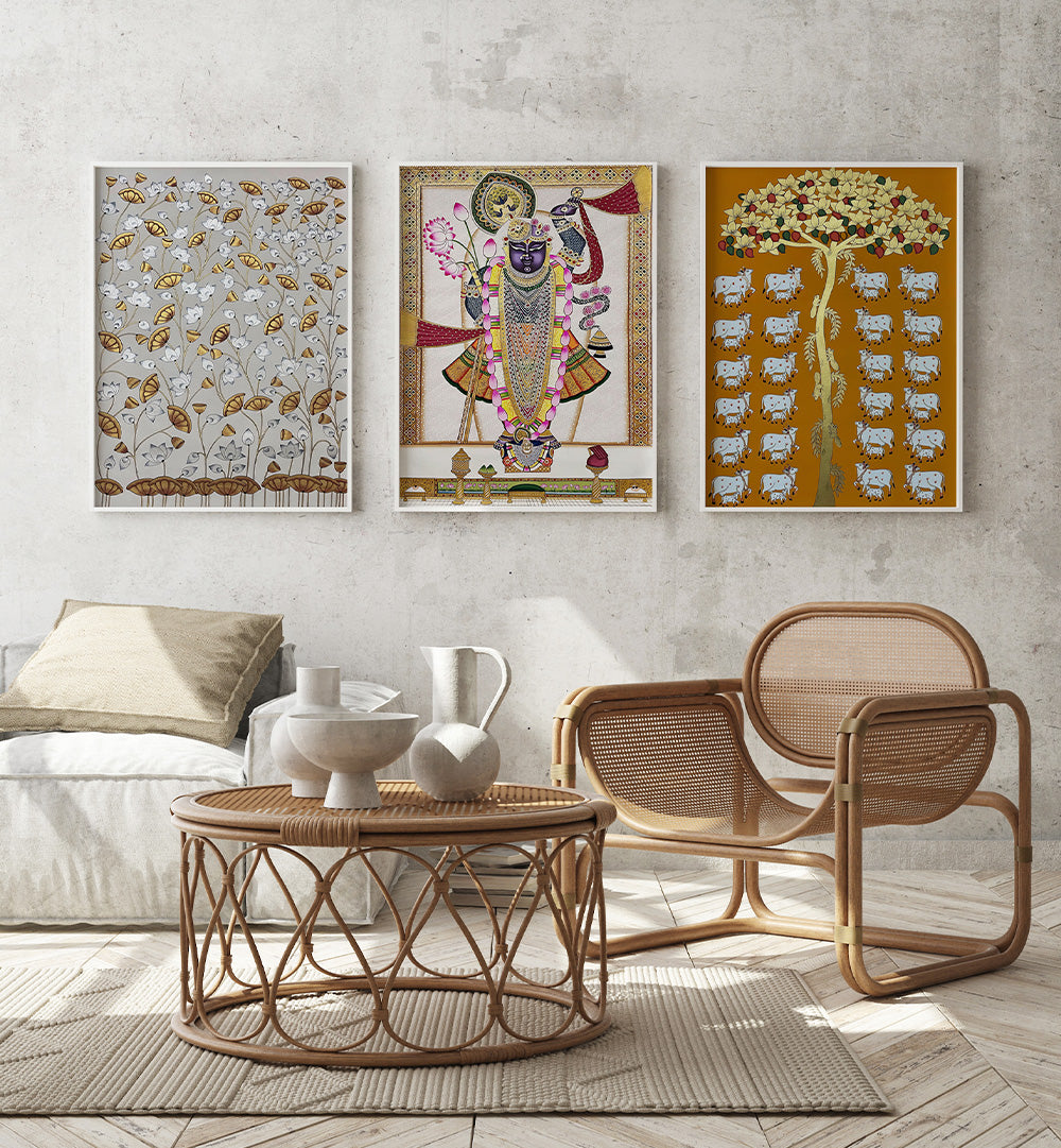 SACRED HARMONY , SET OF 3 PAINTINGS
