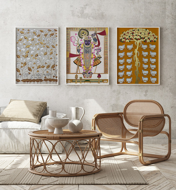 SACRED HARMONY , SET OF 3 PAINTINGS