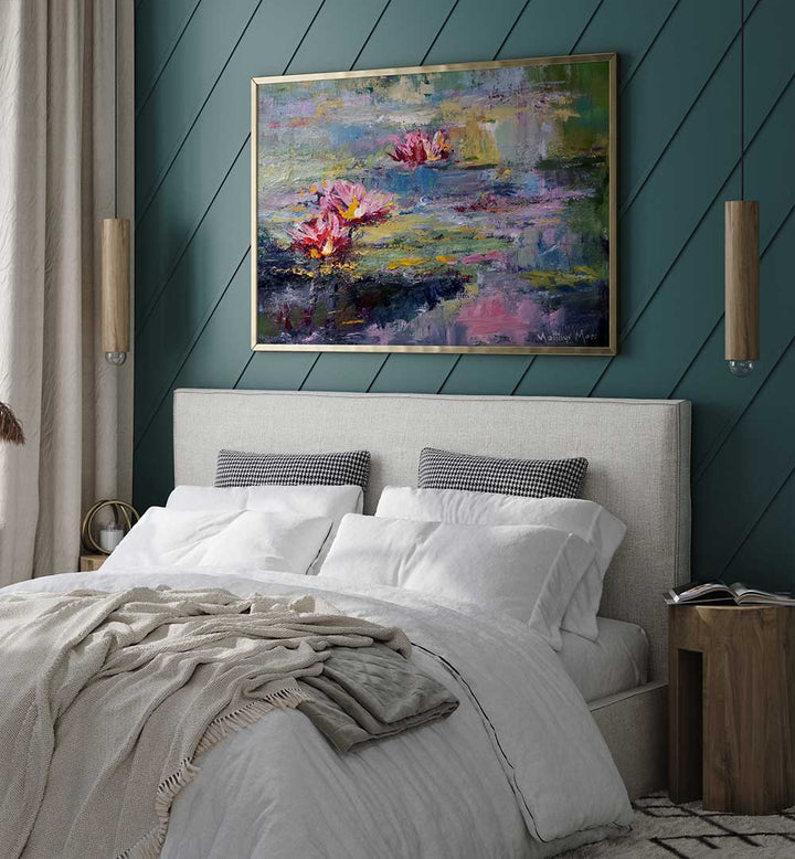 SACRED POND , FLORAL FLOWER PAINTINGS