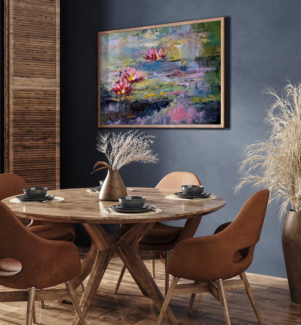 SACRED POND , FLORAL FLOWER PAINTINGS