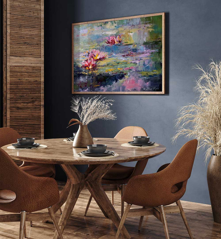 SACRED POND , FLORAL FLOWER PAINTINGS