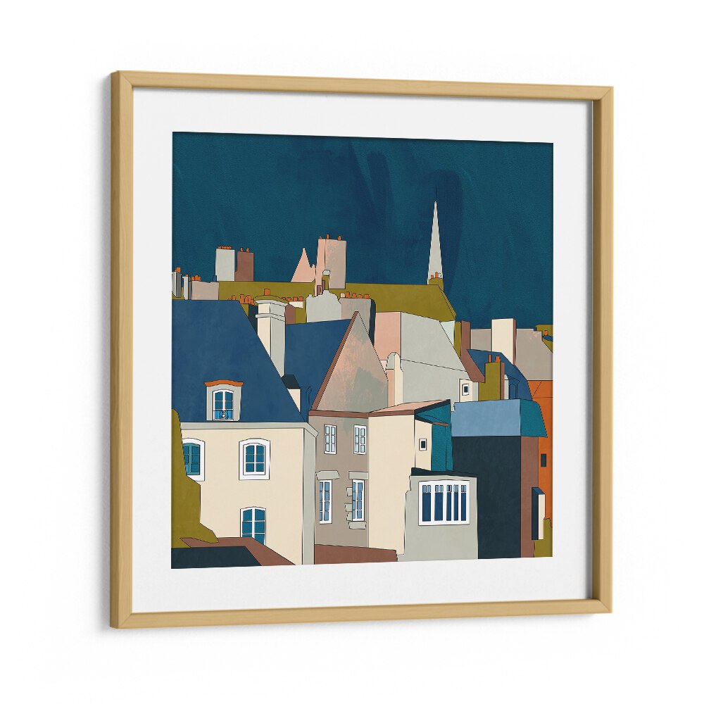 Saint Malo Kopie By Ana Rut Bre Landscape Art Prints in Oak Wood Frame With Mount