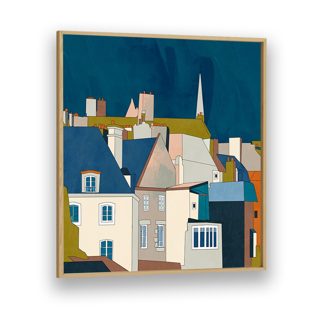 Saint Malo Kopie By Ana Rut Bre Landscape Art Prints in Oak Wood Plain Frame