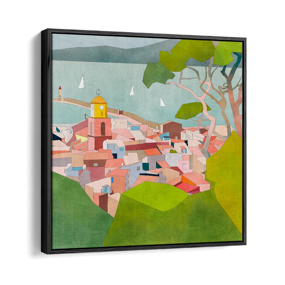 Saint Tropez Kopie II By Ana Rut Bre Landscape Art Prints in Black Floater Frame