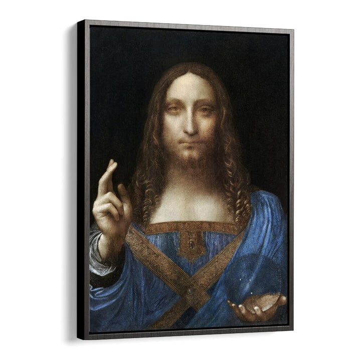 Salvator Mundi Vintage Paintings in Black Floater Frame