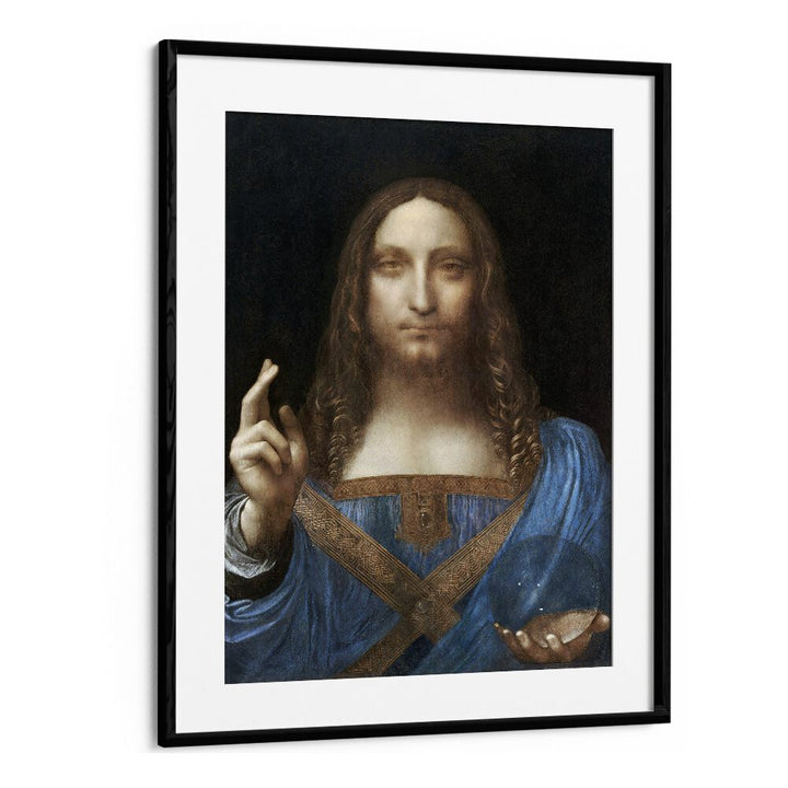 Salvator Mundi Vintage Paintings in Black Frame With Mount