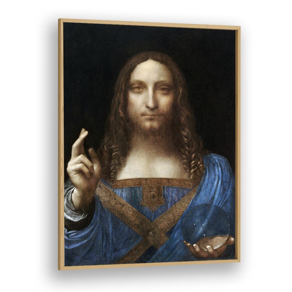 Salvator Mundi Vintage Paintings in Oak Wood Plain Frame