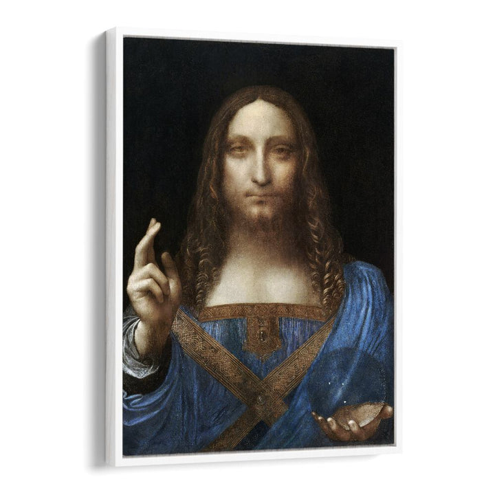 Salvator Mundi Vintage Paintings in White Floater Frame