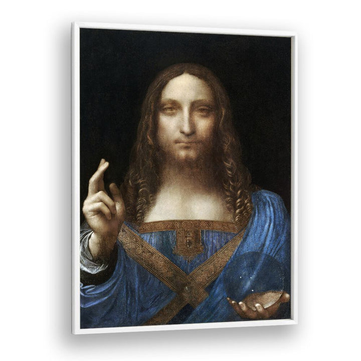 Salvator Mundi Vintage Paintings in White Plain Frame