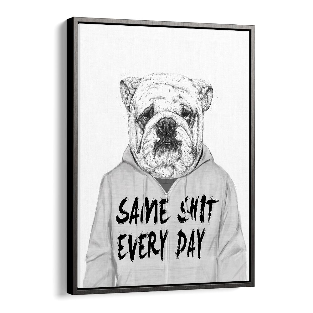 Same Shit By Balazs Solti Wildlife Art Prints in Black Floater Frame