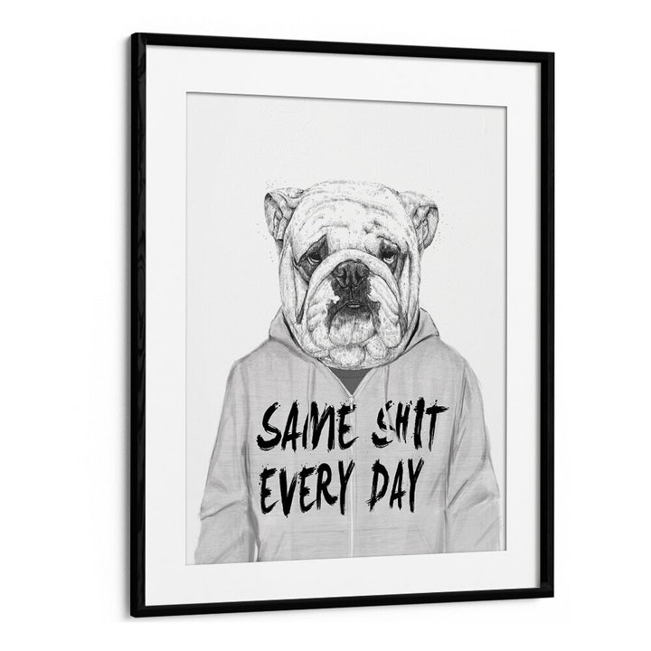 Same Shit By Balazs Solti Wildlife Art Prints in Black Frame With Mount