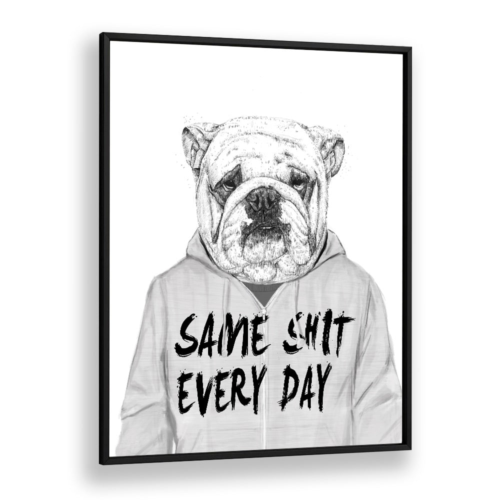 Same Shit By Balazs Solti Wildlife Art Prints in Black Plain Frame