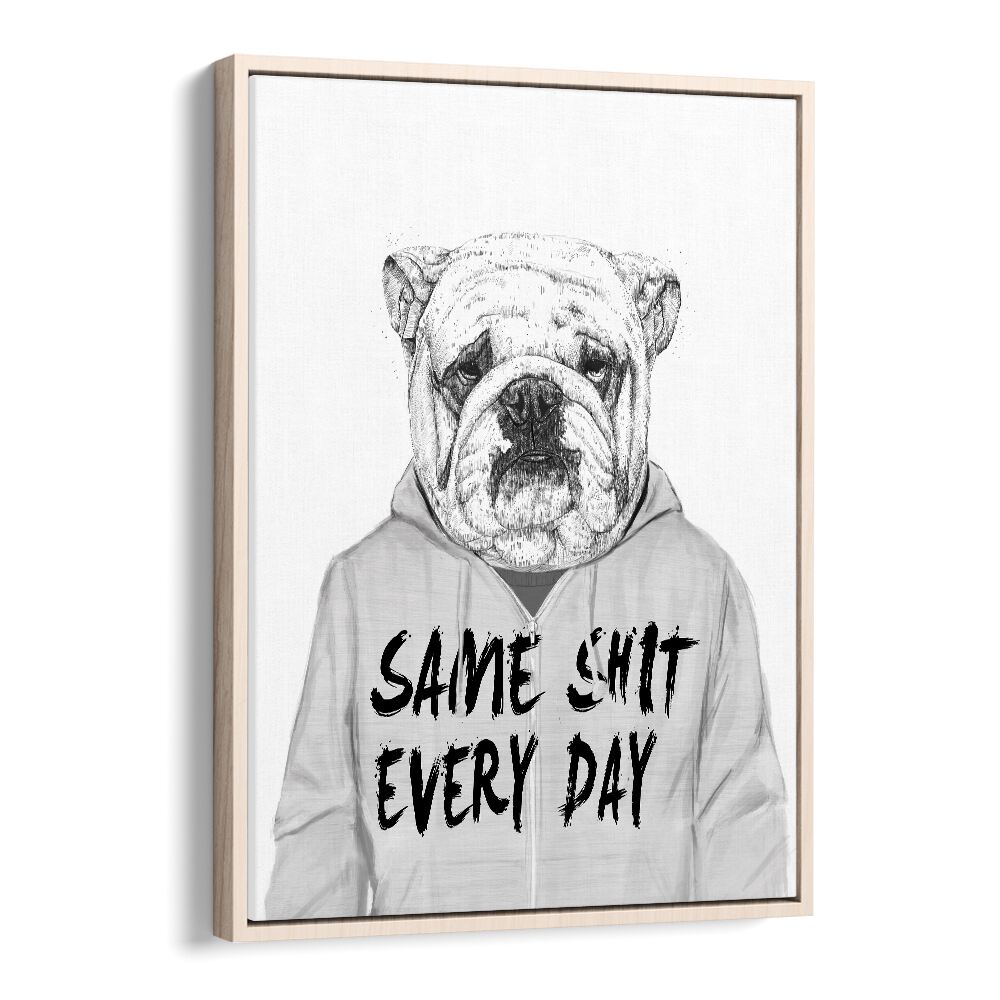 Same Shit By Balazs Solti Wildlife Art Prints in Oak Wood Floater Frame