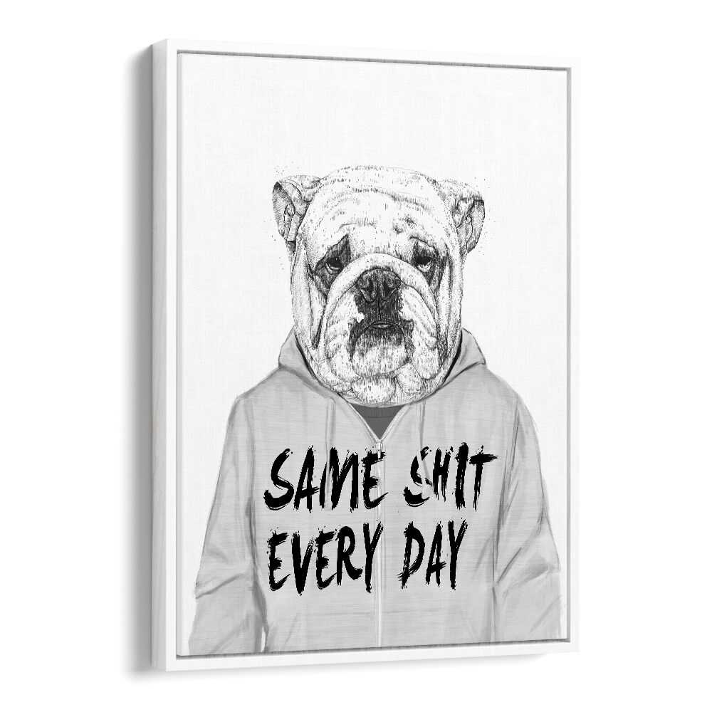 Same Shit By Balazs Solti Wildlife Art Prints in White Floater Frame