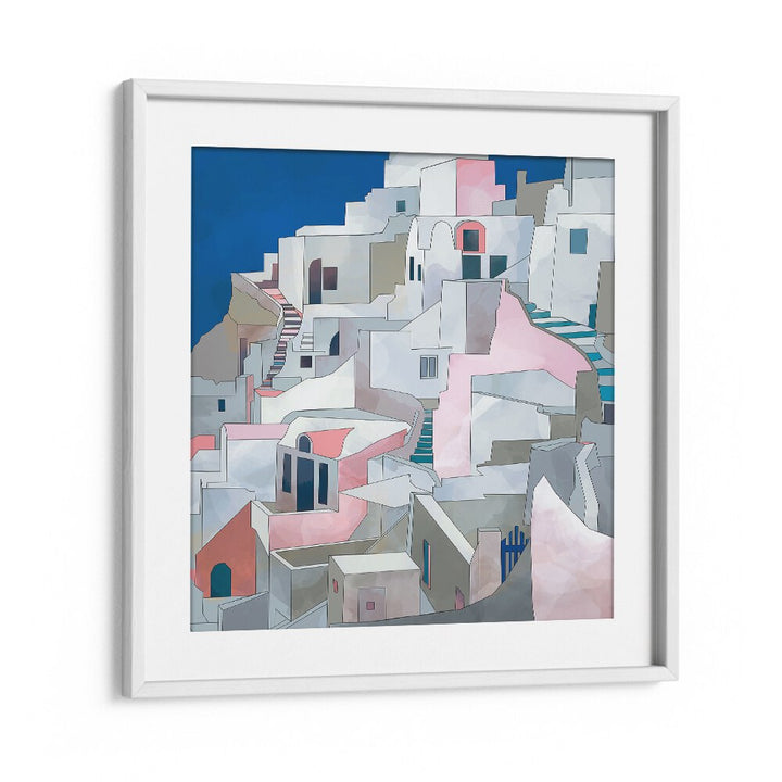 Santorini By Ana Rut Bre Landscape Art Prints in White Frame With Mount