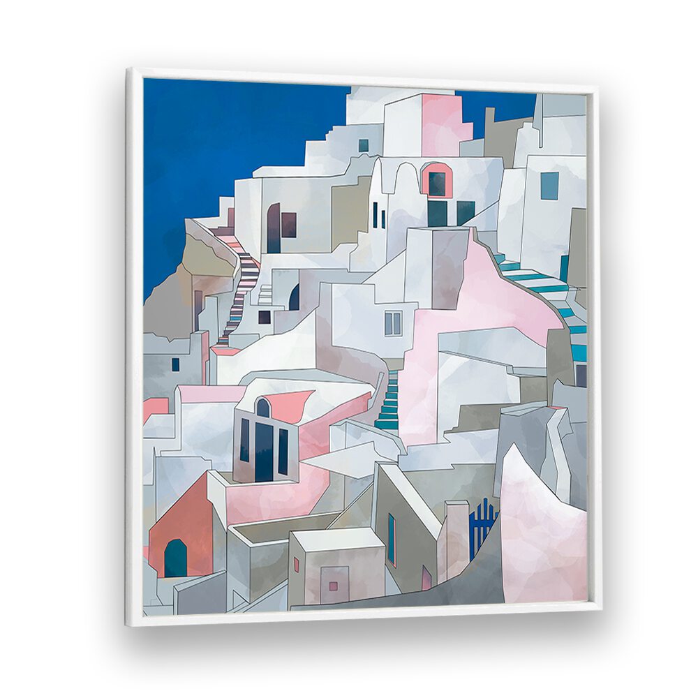 Santorini By Ana Rut Bre Landscape Art Prints in White Plain Frame