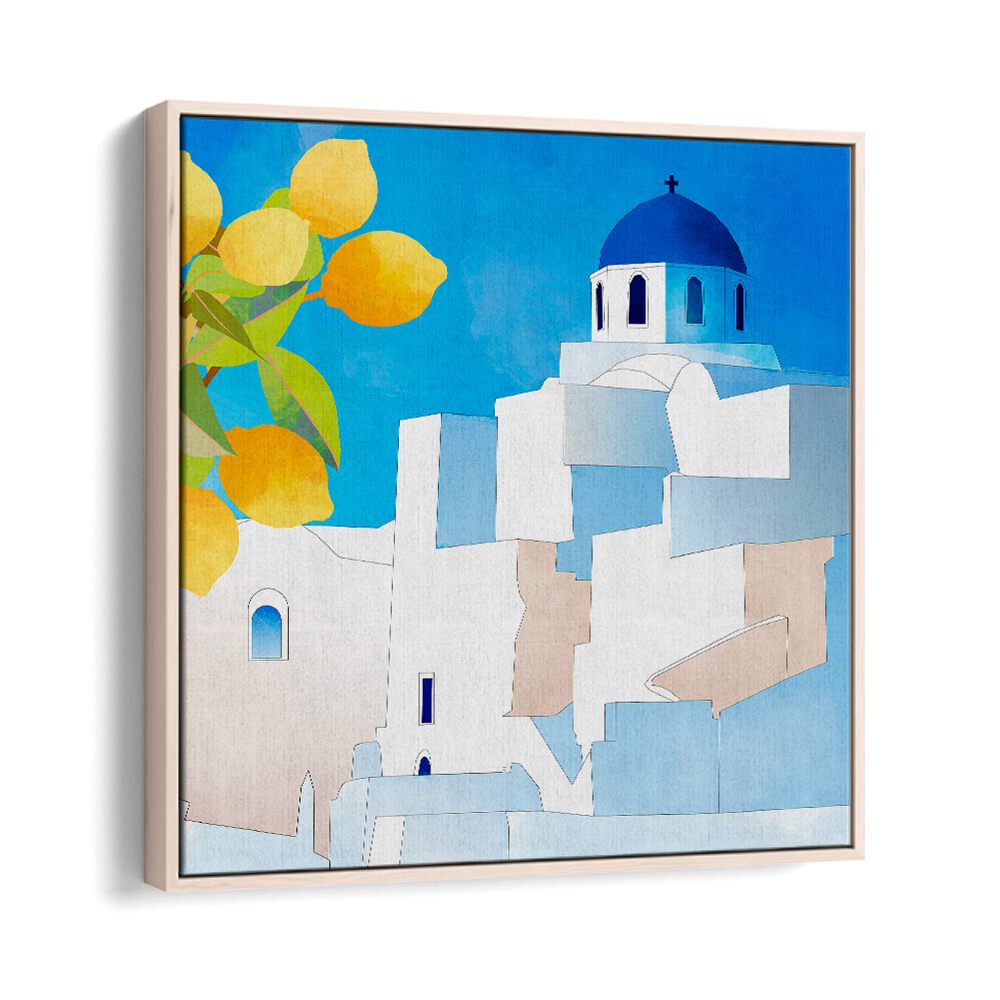 Vibrant SANTORINI NEU, LANDSCAPE PAINTINGS by Ana Rut Bre, showcasing iconic architecture and stunning colors.