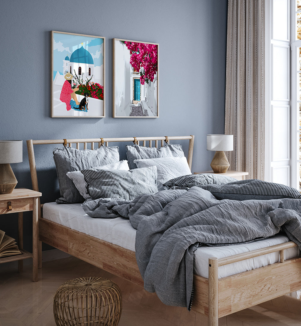 SANTORINI STROLL , SET OF 2 PAINTINGS