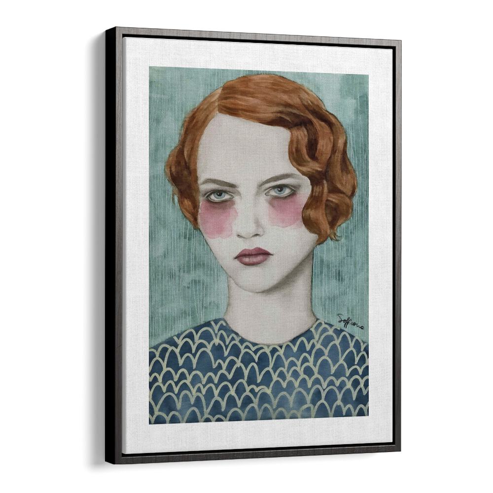 Sasha  Women Illustrations paintings in Black Floater Frame