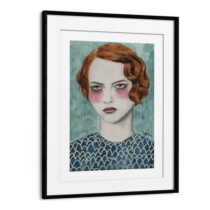 Sasha  Women Illustrations paintings in Black Frame With Mount