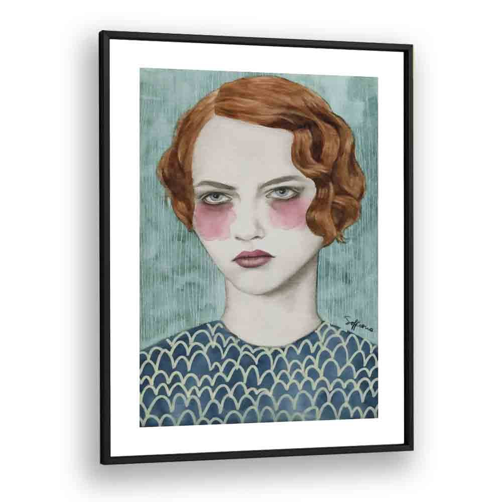 Sasha  Women Illustrations paintings in Black Plain Frame