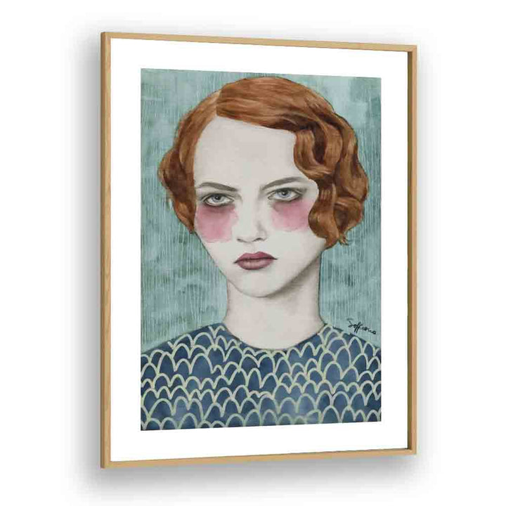 Sasha  Women Illustrations paintings in Oak Wood Plain Frame